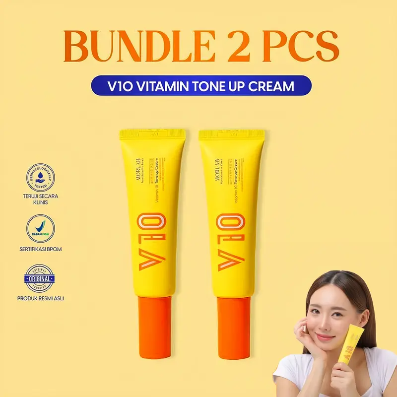 100mlMORLAB - BUNDLE 2 PCS MORLAB V10 VITAMIN TONE UP CREAM Berminyak ...