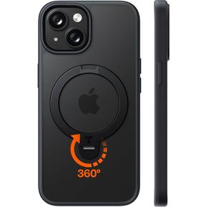 【米軍規格・360°回転吸着多機能一体】TORRAS iPhone 用 ケース 縦横両対応 リング付き マグネット搭載 ワイヤレス充電対応 耐衝撃 防指紋 半透明 あいふおん 用 ケース Ostand Q3 Spin