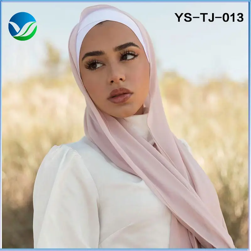 Solid color single color pearl chiffon scarf best selling long scarf gauze shawl export