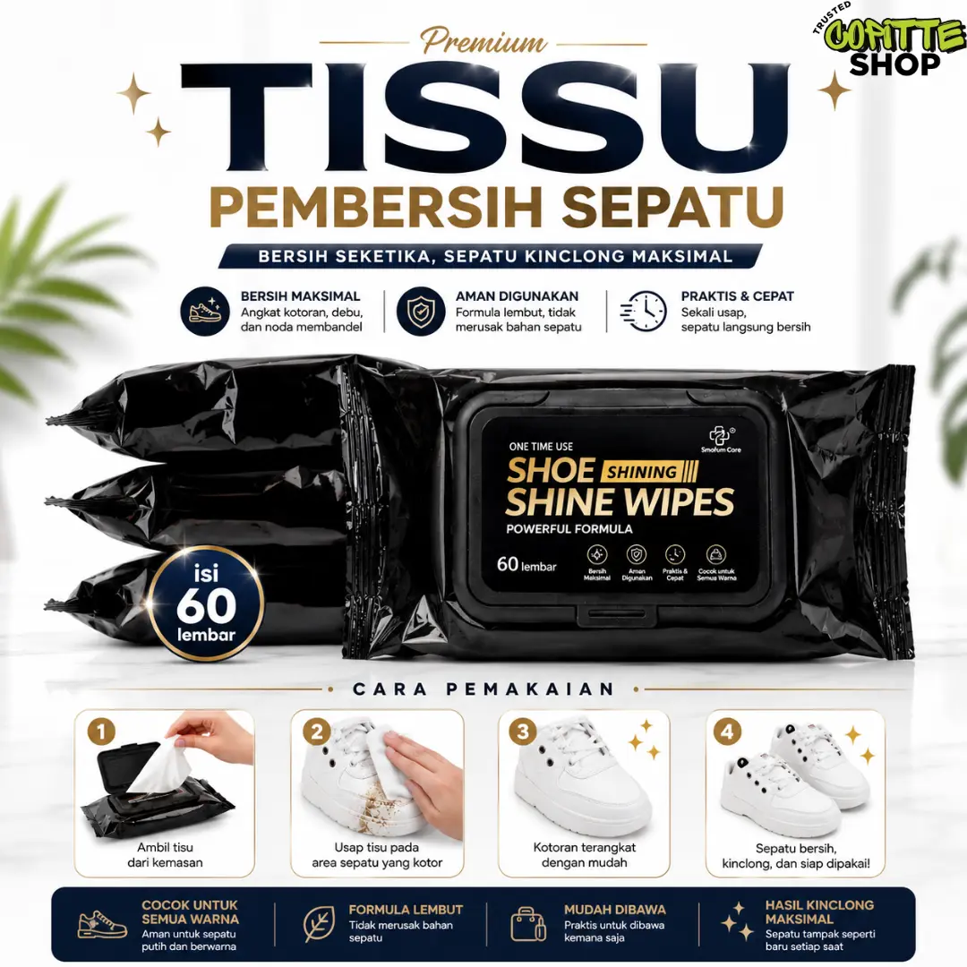 Tisu Pembersih Sepatu Serbaguna Isi 60 Lembar Cleaner Pembersih Sepatu Ampuh Hilangkan Noda dan Debu