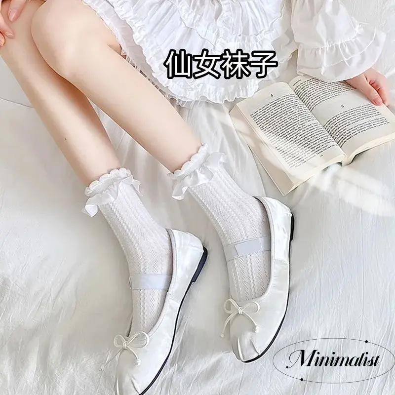 Gray and white wool pile socks autumn and winter warm leg covers hot girl socks lolitajk knitted women's socks mid-tube socks Womenswear Lingerie