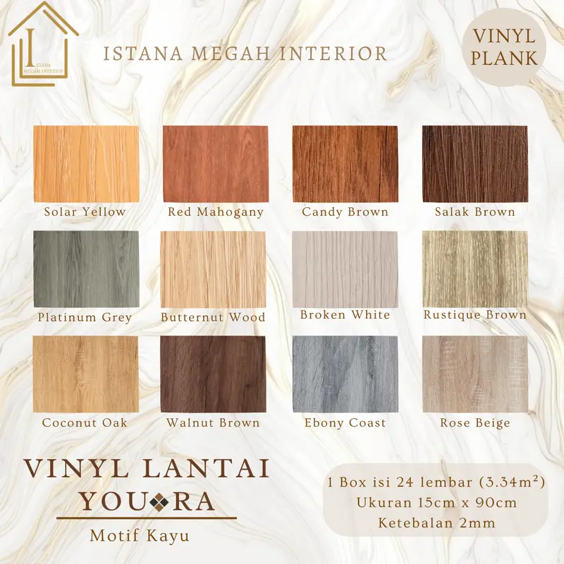 Lantai Vinyl Plank Motif Kayu Youra Tebal 2mm 1