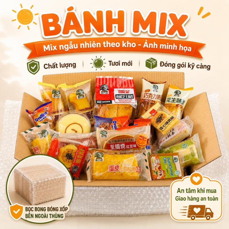 Thùng 2Kg Bánh Mix Ăn Vặt Nội Địa Trung Đa Dạng Vị Bánh-Ăn Vặt Bổ Dưỡng, Bánh Ngọt