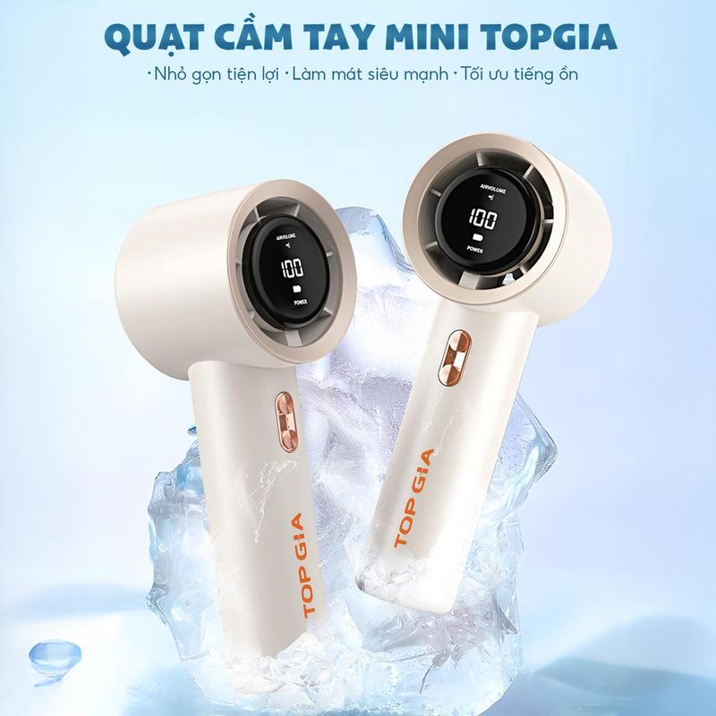 SIÊU TIỆN LỢI Quạt Cầm Tay Mini Cao cấp TOPGIA Tuổi thọ Pin Trâu – Làm Mát Siêu Tốc Hiển Thị LED Hiện Đại Sạc USB Tiện Dụng Gió Êm Dùng Liên Tục 10 Giờ tg38