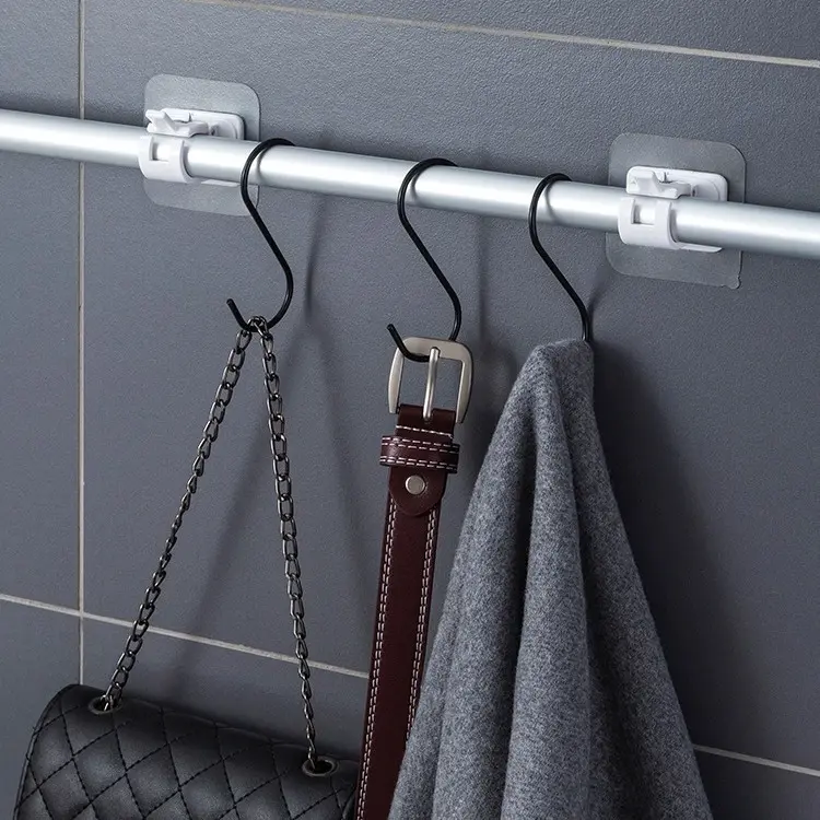 Móc Thanh Treo Rèm, Không Cần Đục Lỗ, Giá Đỡ Thanh Treo Rèm, Giá Đỡ Dính Tường Gia Đình, Kẹp, Thanh Thu Nhỏ Mở Rộng Rèm Cửa, Móc Dính 3