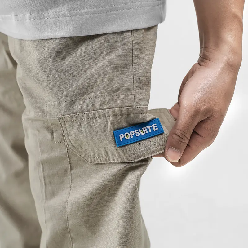 POPSUITE Celana panjang Pria Cotton Cargo Pants in Khaki 4