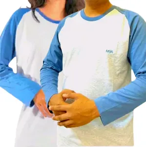 MBA MY BLANK APPAREL Kaos Bordir Lengan Panjang Reglan 100% Cotton 24s Unisex Pria Wanita Dewasa 15 Warna Tersedia Baju Seragam Santai Baju Couple Kombinasi Katun Polos Pasangan Simple Keluarga