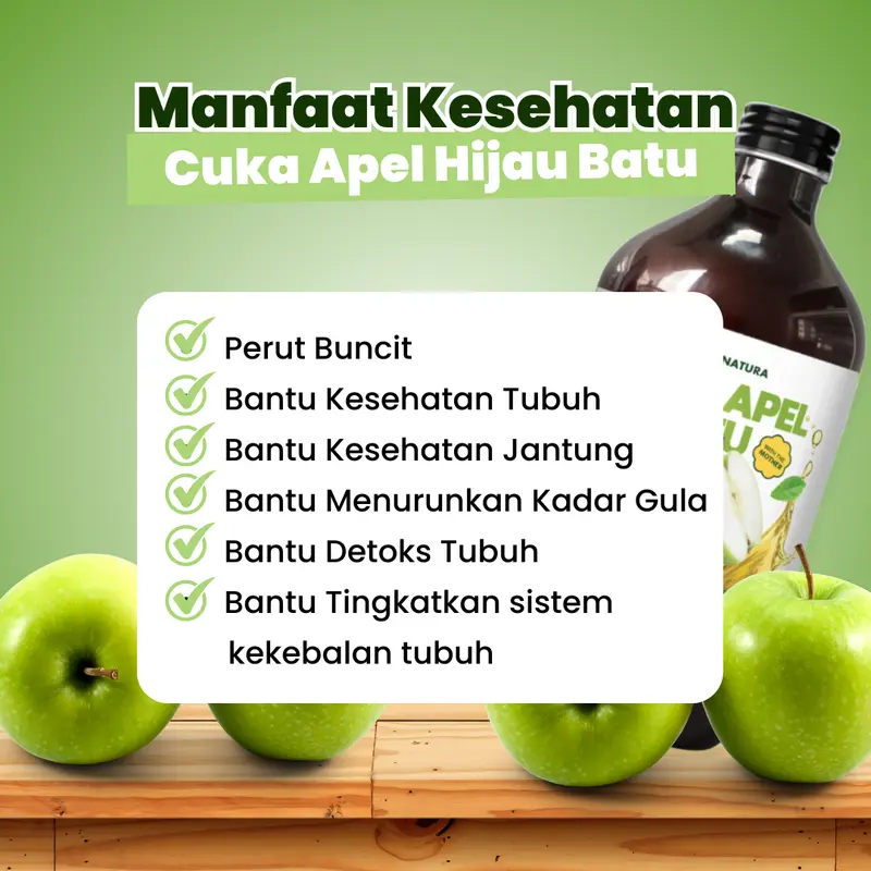 3 Botol Cuka Apel Batu Hijau/ Apple Vinegar With Mother Ala Natura 500ml 1