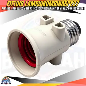 Fitting Lampu Kombinasi E27 Fitting Colokan 2 Arah Warna Cream Terminal Kuningan Sudah SNI Kuat Tahan Panas