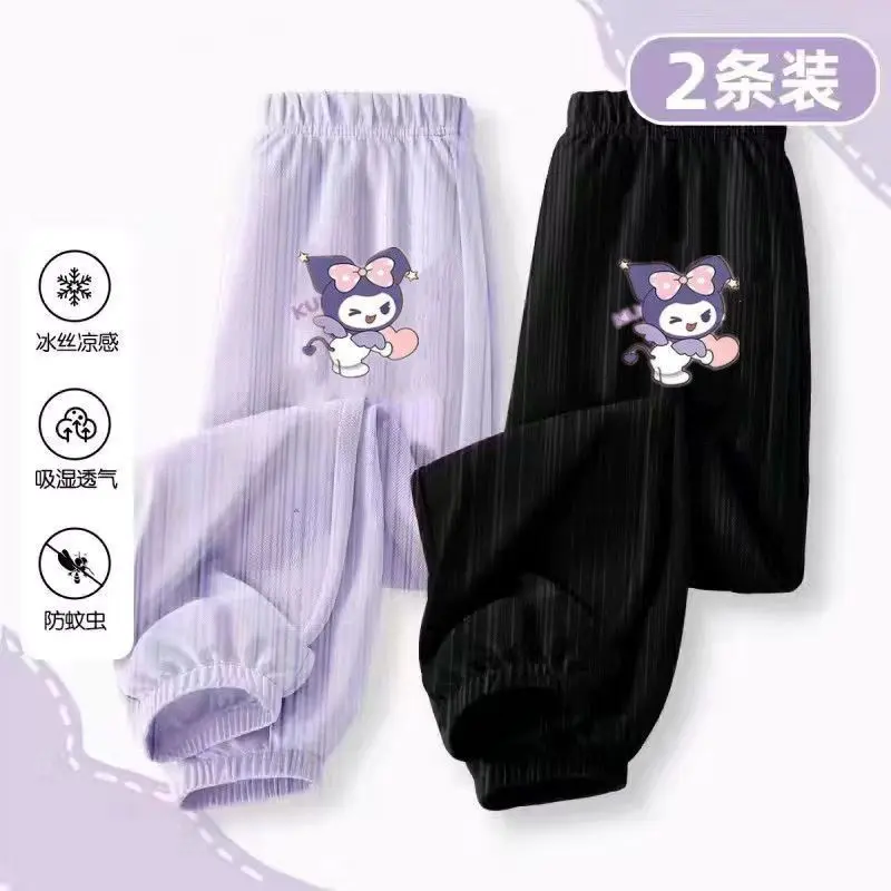 Quần Dài Chống Muỗi Lụa Lạnh Phong Cách Phương Tây Cho Bé Gái, Bộ Sưu Tập Mùa Hè Mới 2024, Quần Lomi Hoạt Hình bó ống Cho Bé Gái 3