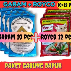 Paket Garam 10pcs + Royco 12pcs, Garam 10pcs+Masako 12pc