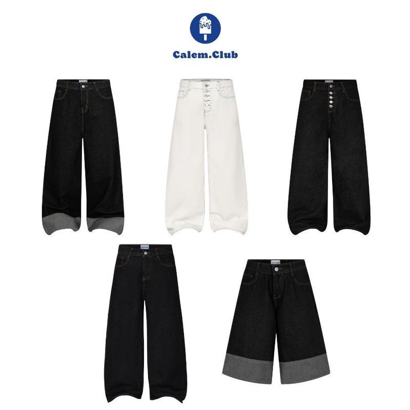 Calem.Club - Quần Jean Ver.3 Dài/ Short Fold Series chất liệu Denim form nam nữ phong cách trẻ trung năng động quần jean ống rộng