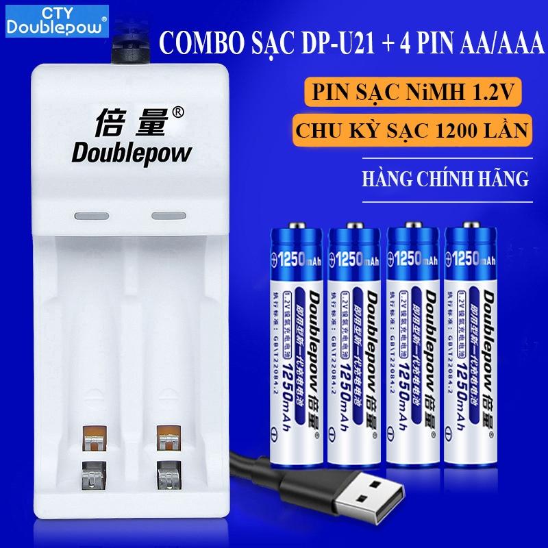 Bộ Sạc USB Doublepow | Tự Ngắt + Chống Cháy Nổ | Pin AA/AAA Cao Cấp - Chính Hãng 100%