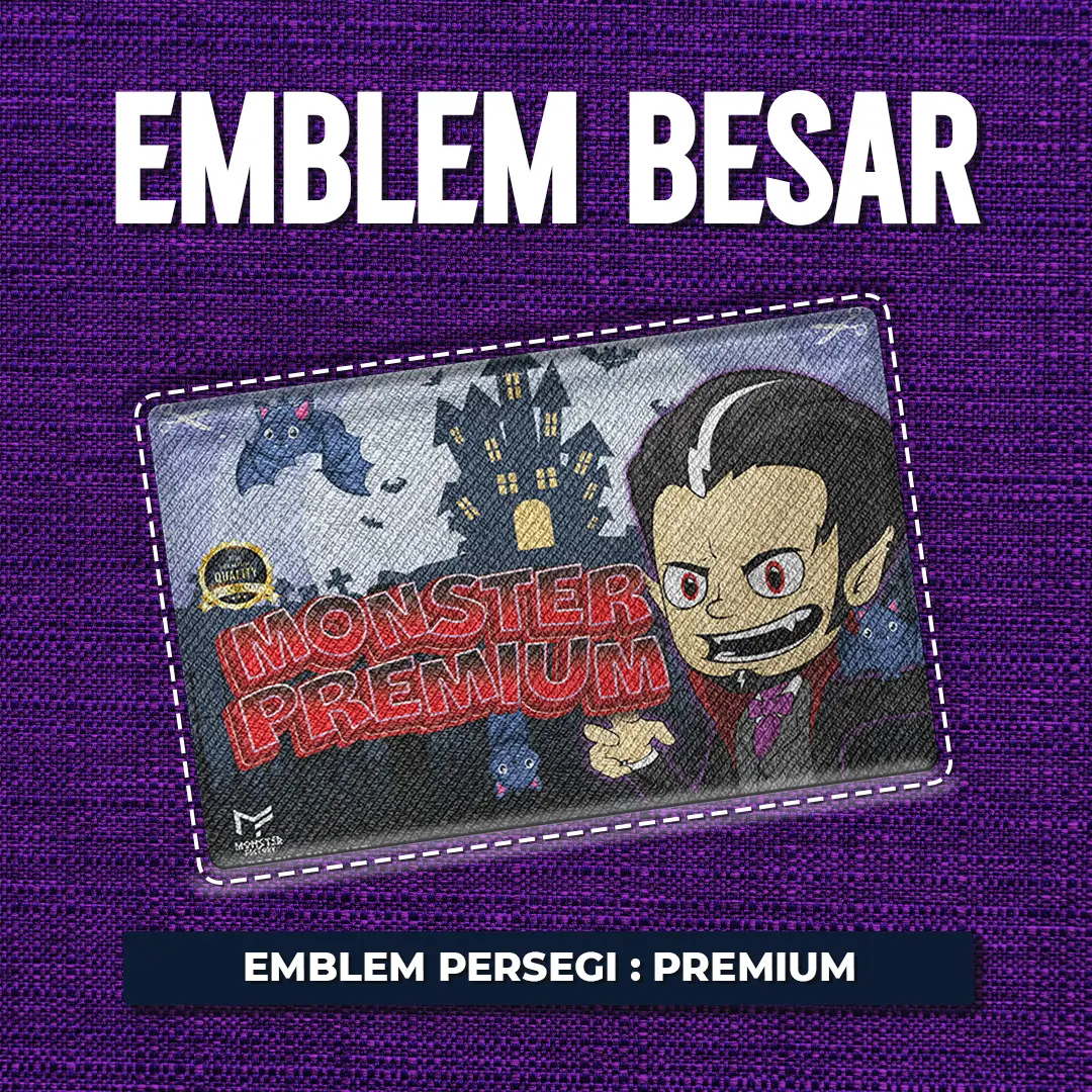 Emblem Bordir Persegi Gambar PREMIUM - Ukuran Besar