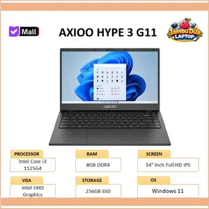 Axioo Hype 3 G11 Laptop Intel Core i3-1125G4 Ram 8GB DDR4 256GB SSD Windows 11 Pro 14.0" FHD IPS HDMI Garansi Resmi 1 Tahun
