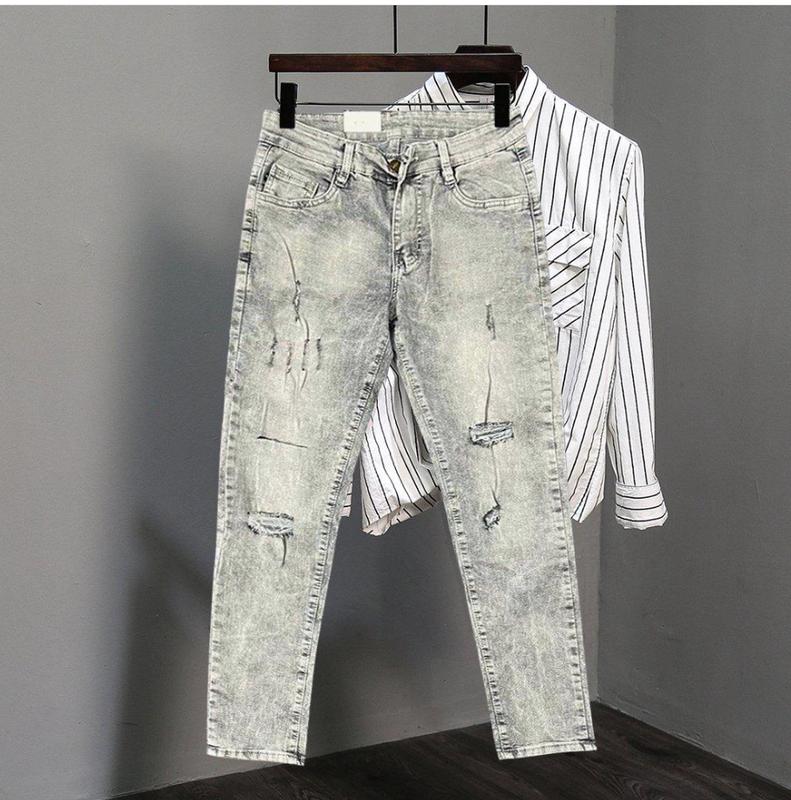 quần jean nam thời trang màu xám bác phong cách cào rách boy phố jN-668