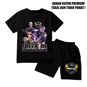 Setelan kaos anak laki laki perempuan motif free fire 3 bahan katun premium dtf
