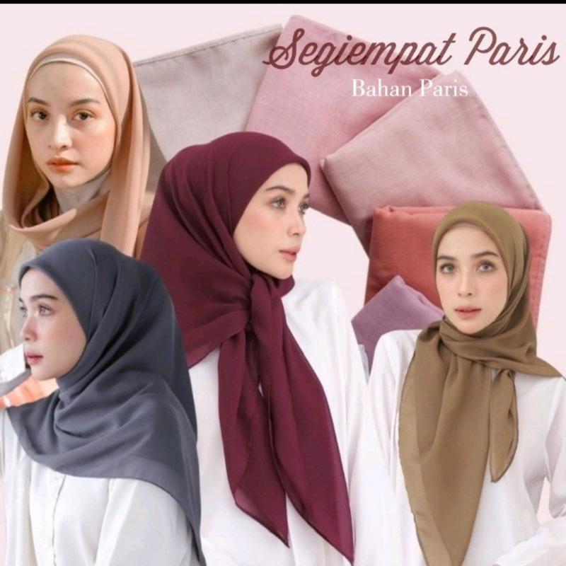 SEGIEMPAT PARIS VOAL PREMIUM BY CINDYHIJAB15 Muslim Kerudung Cantik Square 1