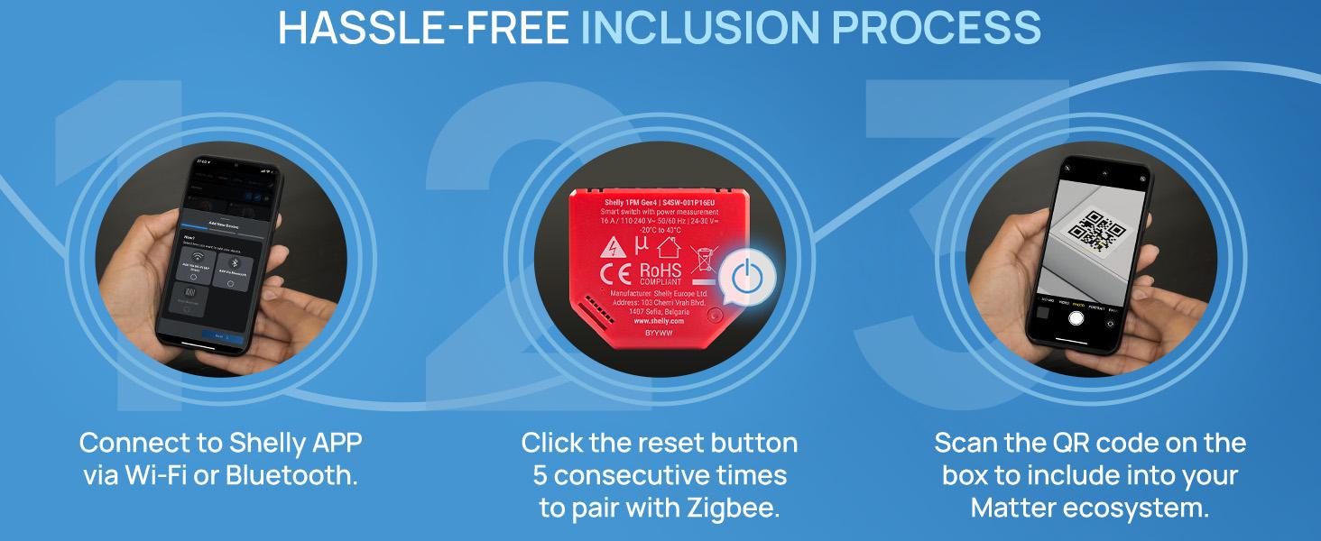 Shelly 1PM Mini Gen4 Wi-Fi Zigbee Matter Smart Relay Switch with Power Metering 1-Channel 8A Home Automation Alexa SmartThings Google Home Apple HomeKit Compatible