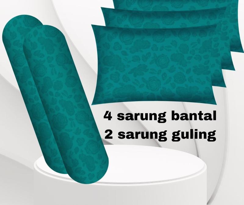Sarung bantal sarung guling isi 6pcs 4 sarung bantal dan 2 sarung guling motif embose polos 7