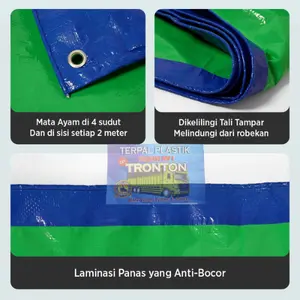 Terpal Tronton A20 8x12 Meteran Plastik Tebal Lembaran Biru Murah Untuk Tenda Terop Kolam Ikan Jualan Plafon Rumah Kandang Mobil Jemuran