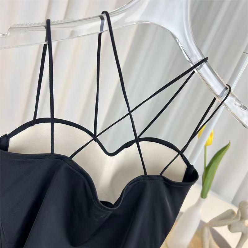 061558   Ice Silk Latex Fixed Cup with Chest Pad Solid Color Outer Wear Suspender Vest 3