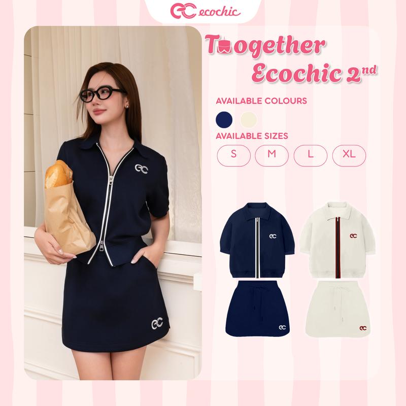 Set Váy Polo Khoá Kéo ECOCHIC Áo Polo Khoá Kéo Hai Chiều Cao Cấp Chất Đứng Form Thoải Mái Thanh Lịch B174