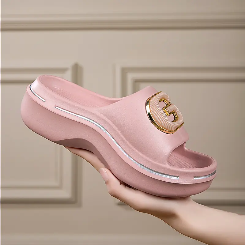 Sandal Irsoe wanita dewasa selop sandal wedges 5.85cm, model korea style 2024 sandal wanita platform shoes sandal korean style Sendal