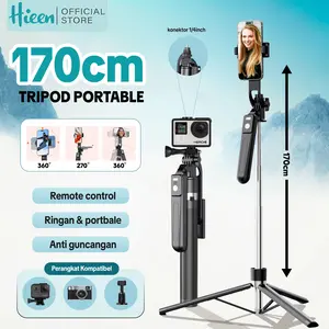 Hieen Tripod TR13S Multifungsi Remote Bluetooth Tongkat Selfie Multifungsi Braket 1/4 Gopro Camera Lightning