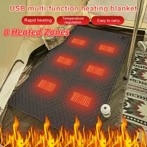Electric Heating Blankets Mat 8 Areas Heated Mat Winter Warmer Mattress USB Heated Camping Sleeping Bag Mat for Outdoor Indoor