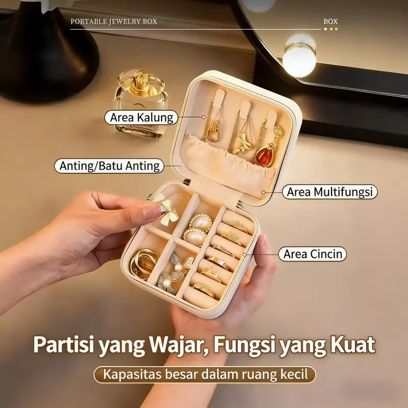【Sam's Market】 Kotak Penyimpanan Perhiasan Portable dengan Desain Minimalis untuk Anting Cincin Box Kalung Gelang Fungsi Optimal dan Praktis 【Sam's Market】 Kotak Penyimpanan Perhiasan Portable dengan Desain Minimalis untuk Anting Cincin Box Kalung Gelang Fungsi Optimal dan Praktis