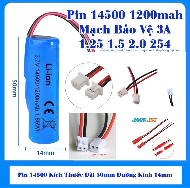 Pin Sạc AA 14500 3.7v 1200mah có Jack 254 và 2.0 sử dụng cho nhiều thiết bị như chuột không dây, tông đơ nhỏ, đèn loa mini
