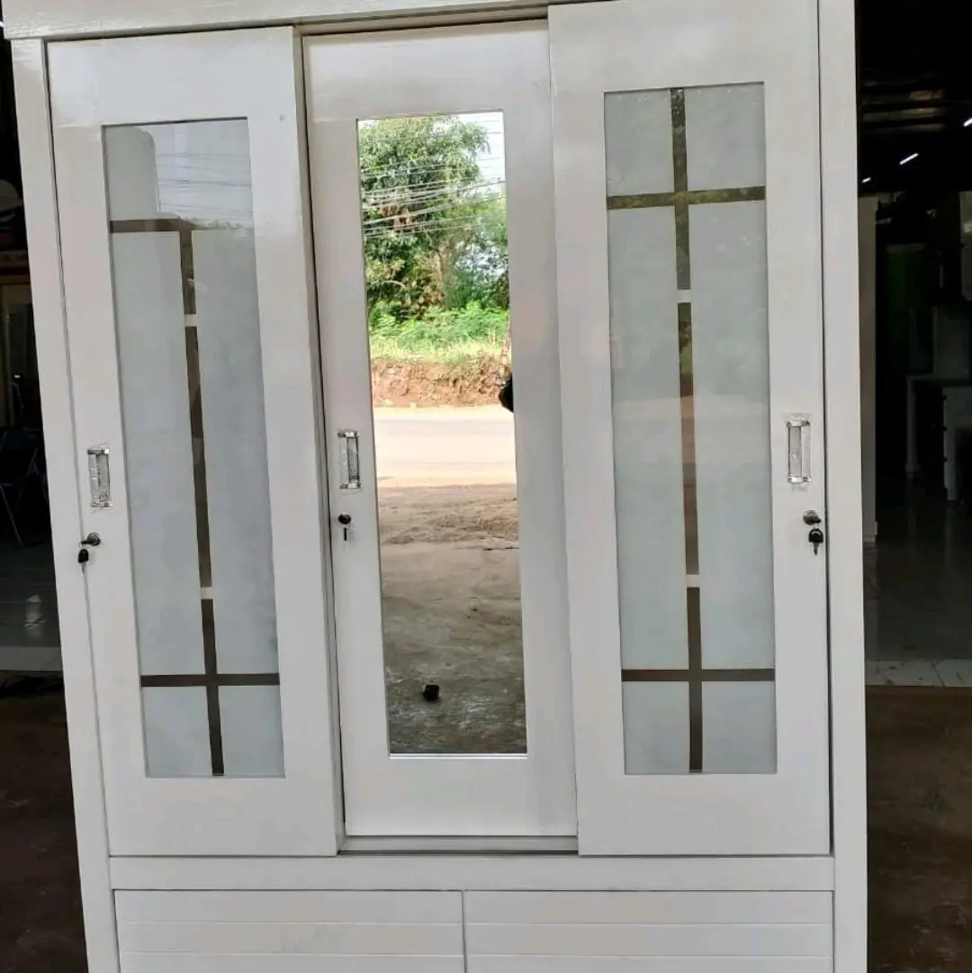 lemari 3 pintu sliding bahan bloktik cat duco tahan air jamur rayap