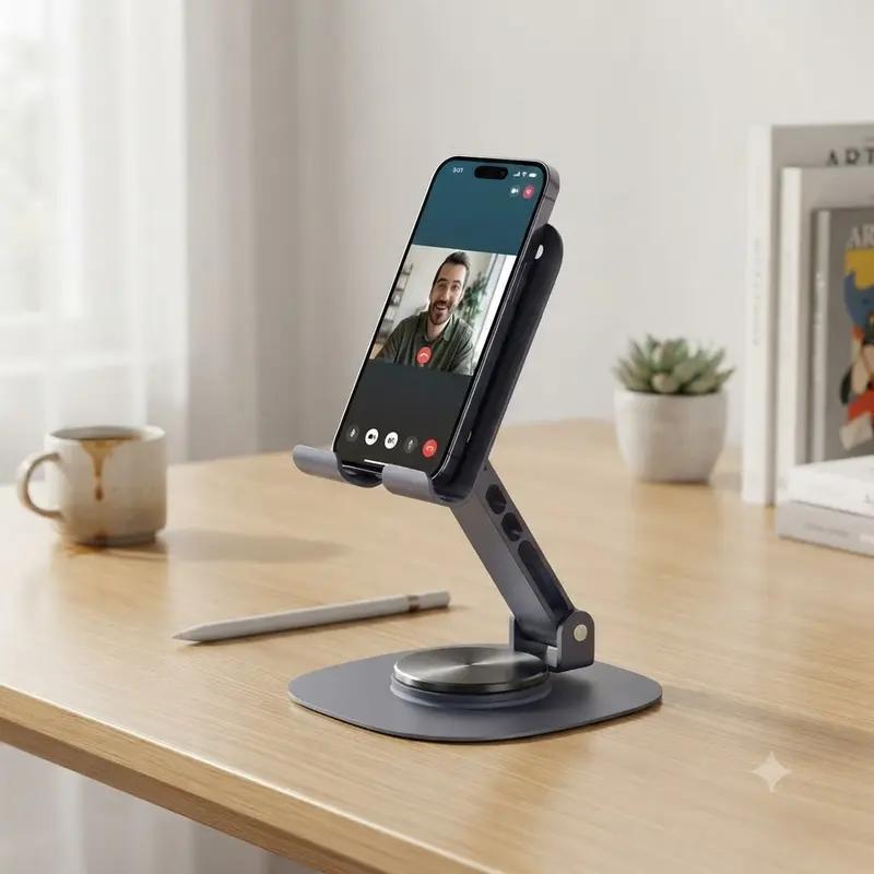 Giá Đỡ Điện Thoại Máy Tính Bảng Xoay 360 Hợp Kim Nhôm, Kệ Điện Thoại Xem Phim Livestream Cầm tay - HTEC146