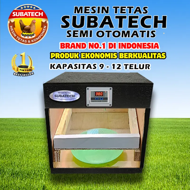 SUBATECH Mesin Tetas Semi Otomatis Kap. 9 12 Telur Ayam Bebek Burung 1