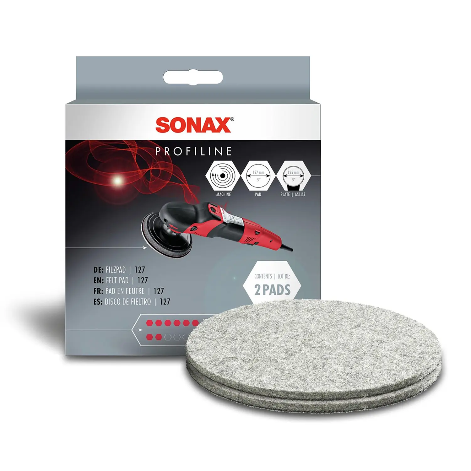 Sonax Profiline Felt Pad 5" For Glass Polishing (2pcs)