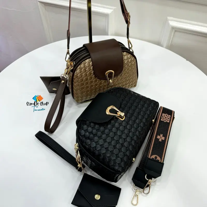 SAMDESHOP Ghina - Singbag Wanita Tiga Ruang Luas Muat Banyak ,  Selempang Cewek Kulit Sintetis Premium Tahan Air Cocok Berbagai Jenis Kegiatan , Slingbag Cewe 3