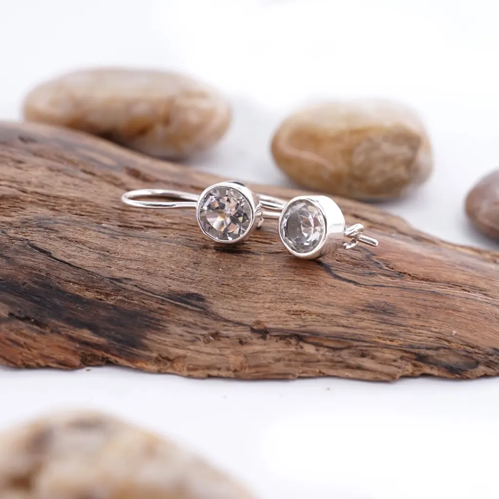 Anting Hook Imut Wanita Perak 925 White Topaz Ronazza