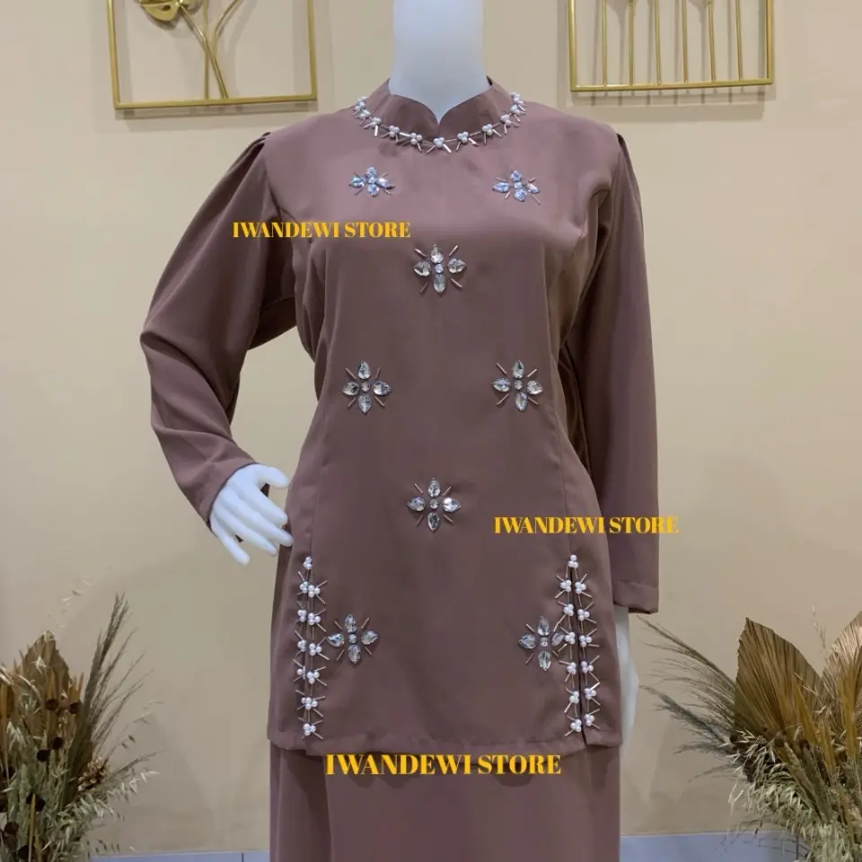 ONE SET BAJU KURUNG MELAYU MALAYSIA DRESS PESTA STELAN WANITA BAJU KONDANGAN KEKINIAN Muslim Panjang Gamis Mewah Setelan Pink Navy Remaja  Kancing Simple Celana Shakila Casual