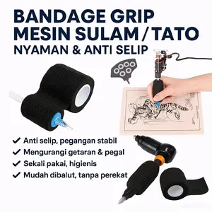 Bandage Grip Mesin Sulam Tato Elastis Anti Selip – Pembalut Pegangan Sekali Pakai Tatto