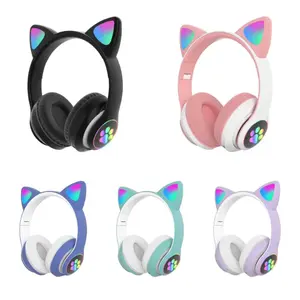 STN28 Wireless Headphone RGB Cute Cat Ears Headset With Microphone Noise Cancelling Kid Stereo Music Earphone Bass Handsfree Bluetooth