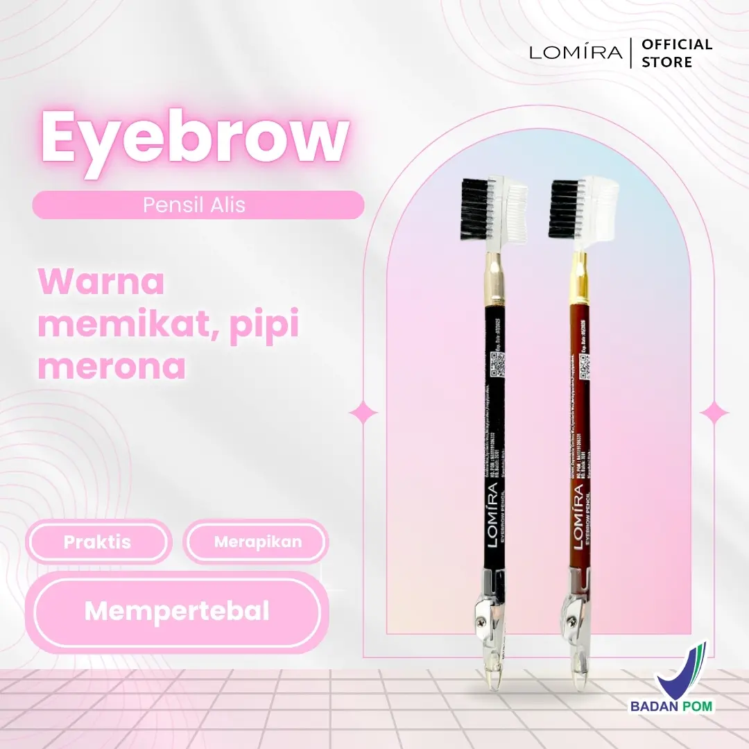 [SPESIAL LIVE LOMIRA] BELI BANYAK LEBIH HEMAT Eyebrow Pensil Alis Serutan Dan Sikat Pencil Make Up Black and Brown BPOM Coklat Dark Hitam - Produk Original
