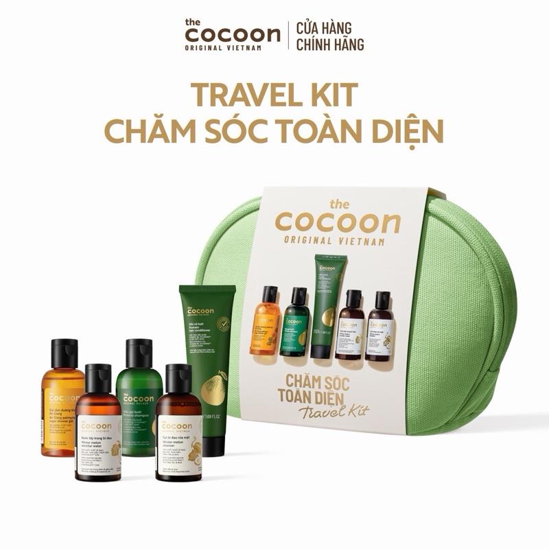 Travel Kit Chăm Sóc Toàn Diện Cocoon – 5 chai 50ml gel tắm, dầu gội, dầu xả, rửa mặt, tẩy trang – tiện lợi & nhỏ gọn