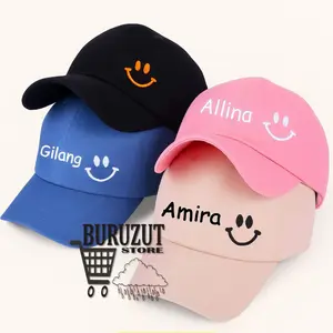 Topi Smile Bordir Nama Proses Satu Hari Jadi Fashion