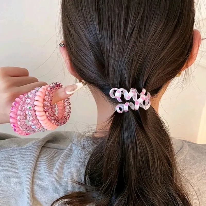 Karet Spiral Motif / Karet Rambut Kekinian / Ikat Rambut Spiral  / Karet Rambut Viral / Kunciran Rambut Viral 2