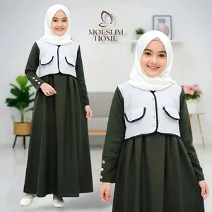 GAMIS ANAK PEREMPUAN TANGGUNG 8-16 TAHUN DRESS BAJU MUSLIM LEBARAN TERBARU BAHAN SHAKILA PREMIUM VARIASI KANCING