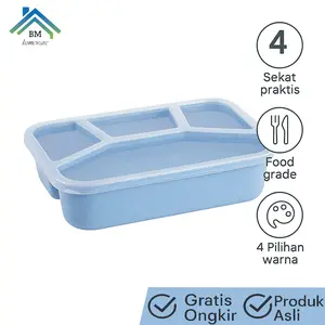 Lunch Box Kotak Bekal Jerami Gandum 4 Sekat / Kotak Makan Wheat Gandum
