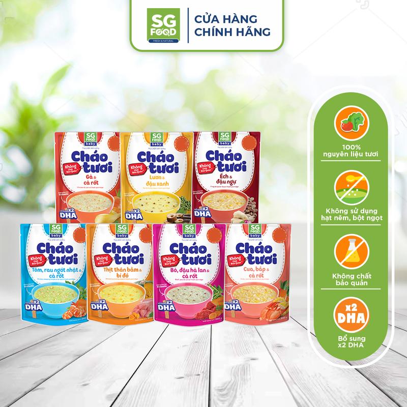 Combo 7 gói Cháo Tươi Baby 240g (Gà, Thịt Bằm, Bò, Tôm, Lươn, Cua, Ếch) SG Food