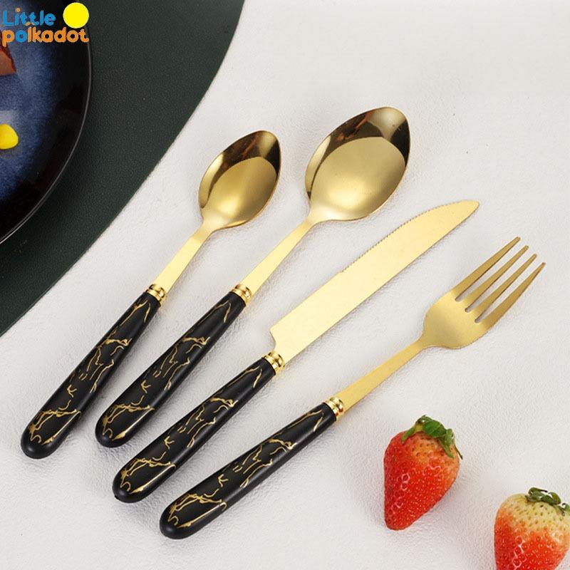 Sendok Garpu Set Sendok Garpu Dan Tempatnya Cutlery Set Sendok Sultan Makan Set Isi 24 Set Gold Marble Bahan Stainless Tebal Rapi Golden Spoon Marble Rak Stainles Souvenir Kado Gift Sendok Garpu Sendok Korea Set stainless Sendok Dan Garpu Set 6