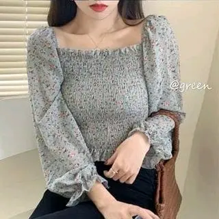 BAJU ATASAN BUNGA SABRINA VINTAGE - GRATIS ONGKIR BISA COD - toko gev PONTIANAK - ALICE 2